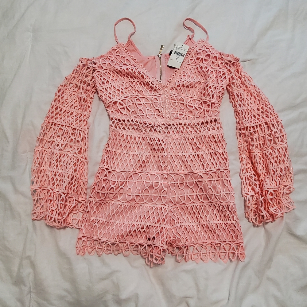 Fashion Nova Pink Crochet Jumpsuit